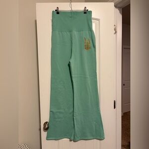 NWOT Wicked Mint Green High-Waist Wide Leg Pants with Gold Accent